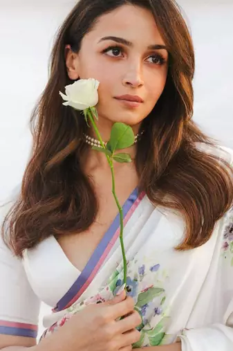 White original japan satin saree with digital print blouse