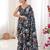 teal silk blend digital printed saree with swarovski diamond work & blouse piece