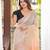 Off-white & peach color muga cotton resham weaving saree