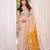 Off-white & yellow color muga cotton resham weaving saree