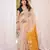 Off-white & yellow color muga cotton resham weaving saree