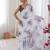white silk blend digital printed saree with swarovski diamond work & blouse piece