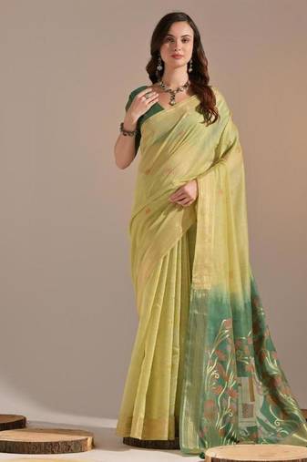 Lemon color muga cotton colorfull resham weaving saree