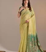 Lemon color muga cotton colorfull resham weaving saree