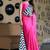 Pink original japan devsena satin saree japan satin digital print blouse