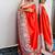 Red original japan devsena satin saree japan satin digital print blouse