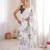 white silk blend digital printed saree with swarovski diamond work & blouse piece