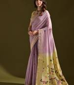 Levender color muga cotton colorfull resham weaving saree