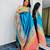 Aqua blue original japan devsena satin saree japan satin digital print blouse