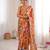 rust silk blend digital printed saree with swarovski diamond work & blouse piece