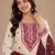 Elegant off-white embroidered kurta set with brown dupatta for women
