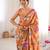 rust silk blend digital printed saree with swarovski diamond work & blouse piece