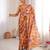 rust silk blend digital printed saree with swarovski diamond work & blouse piece