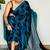 Aqua blue original japan devsena satin saree japan satin digital print blouse