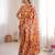 rust silk blend digital printed saree with swarovski diamond work & blouse piece