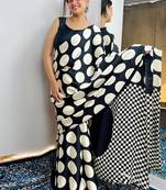 Black original japan devsena satin saree japan satin digital print blouse
