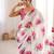 white silk blend digital printed saree with swarovski diamond work & blouse piece