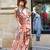 Peach original japan devsena satin saree japan satin digital print blouse