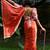 Red original japan devsena satin saree japan satin digital print blouse