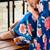 Blue original japan devsena satin saree japan satin digital print blouse