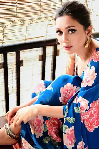 Blue original japan satin saree with digital print blouse