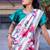 White original japan devsena satin saree japan satin digital print blouse