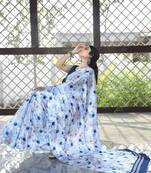 White original japan devsena satin saree japan satin digital print blouse