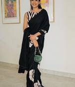 Black original japan devsena satin saree japan satin digital print blouse