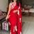 Red original japan devsena satin saree japan satin digital print blouse