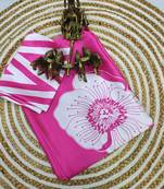 Rani pink original japan devsena satin saree japan satin digital print blouse