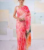 Multicolor original japan devsena satin saree japan satin digital print blouse