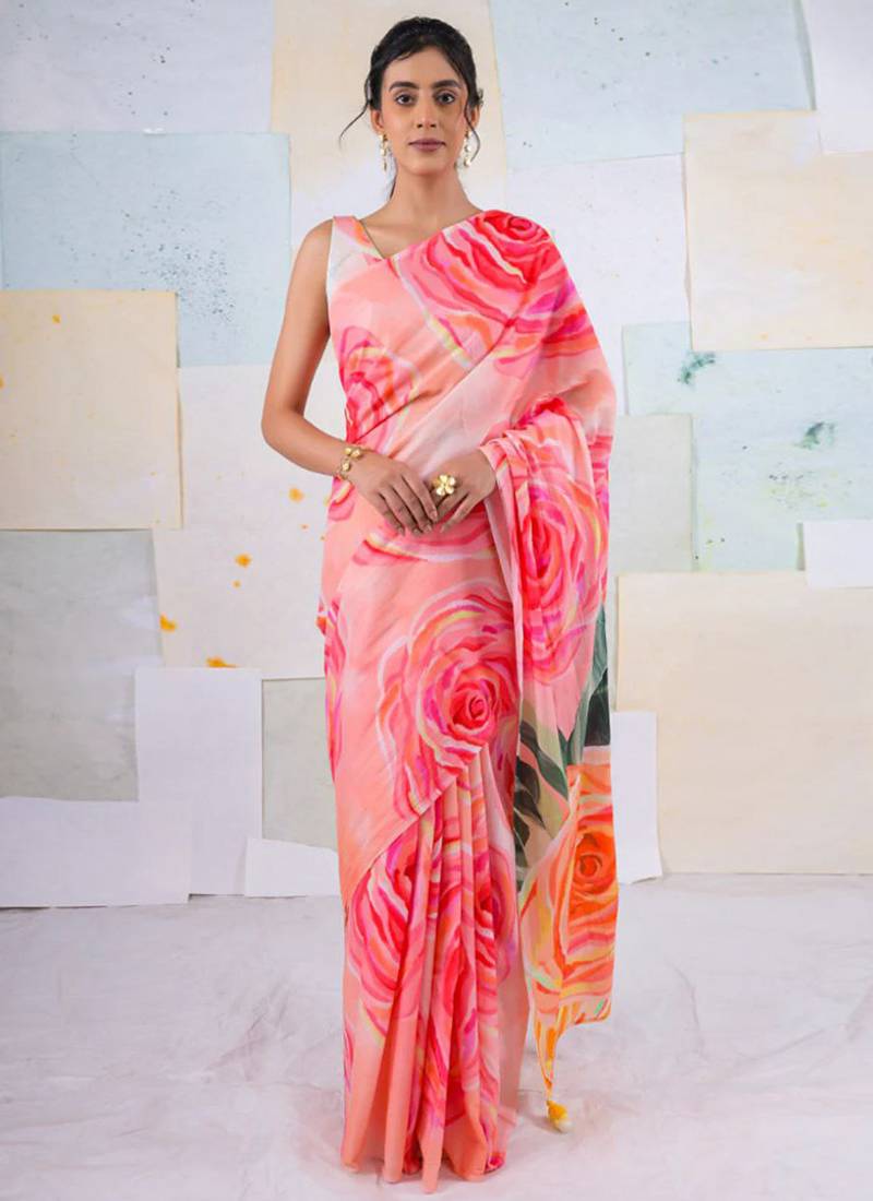 Multicolor original japan devsena satin saree japan satin digital print blouse