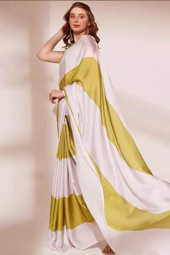 Multicolor original japan satin saree with digital print blouse