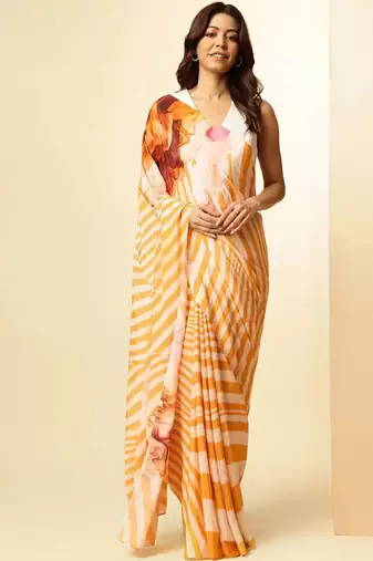 Multicolor original japan devsena satin saree japan satin digital print blouse