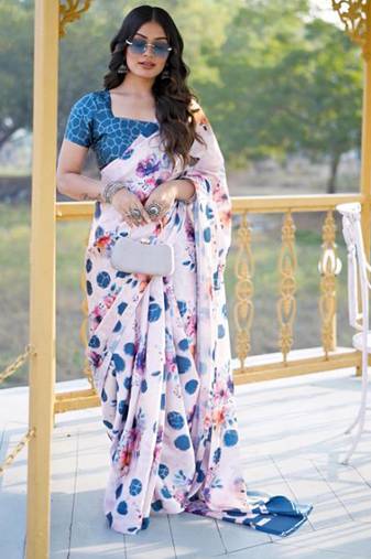 White original japan devsena satin saree japan satin digital print blouse