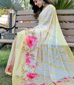 Multicolor original japan devsena satin saree japan satin digital print blouse