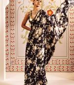 Black original japan devsena satin saree japan satin digital print blouse