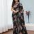 black silk blend digital printed saree with swarovski diamond work & blouse piece