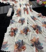  silk blend digital printed saree with swarovski diamond work & blouse piece