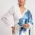 Aqua blue original japan devsena satin saree japan satin digital print blouse