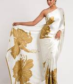 Mustard original japan devsena satin saree japan satin digital print blouse