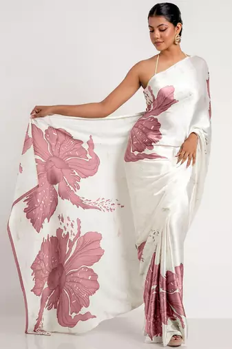Brown original japan devsena satin saree japan satin digital print blouse