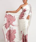 Brown original japan devsena satin saree japan satin digital print blouse