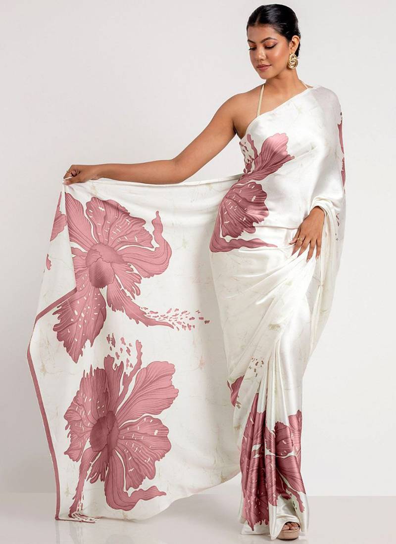 Brown original japan devsena satin saree japan satin digital print blouse