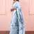 Aqua blue original japan devsena satin saree japan satin digital print blouse