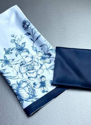 Aqua blue original japan satin saree with digital print blouse 2
