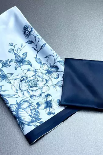 Aqua blue original japan satin saree with digital print blouse