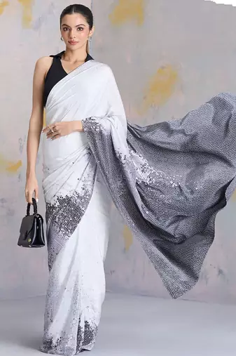 Multicolor original japan satin saree with digital print blouse