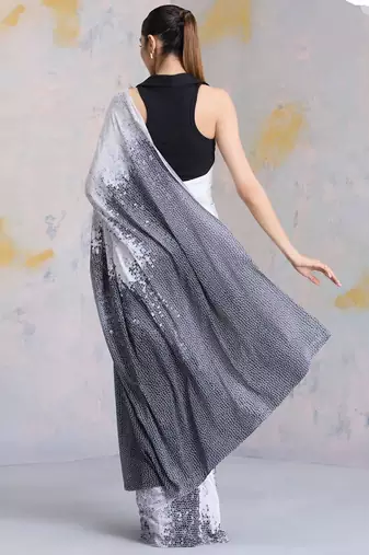 Multicolor original japan satin saree with digital print blouse