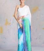 Multicolor original japan devsena satin saree japan satin digital print blouse